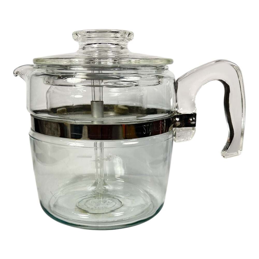 Vintage Pyrex 7756-B 6 Cup Glass Percolator Coffee Pot Flame Ware Complete - Picture 2 of 7